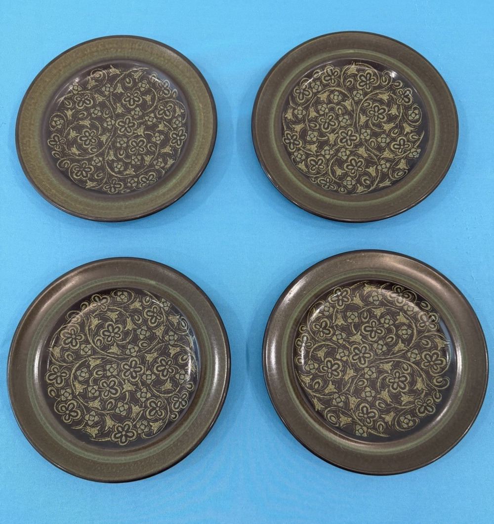 Set of 4 Vintage Franciscan Earthenware Madeira pattern 8.5" salad plates